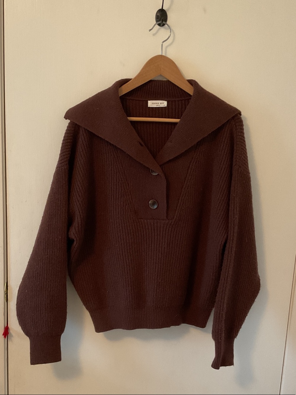Sophie Rue Chocolate Brown Sailor-Collar Knit Sweater